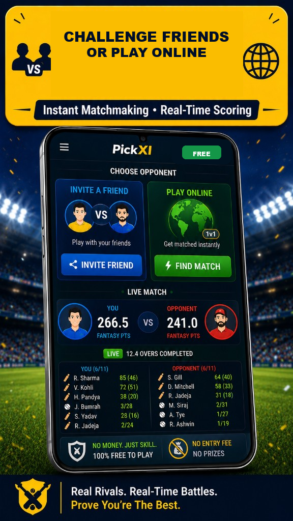 PickXI is 100% free to play: challenge friends or find an online 1v1, with no entry fee and no prizes